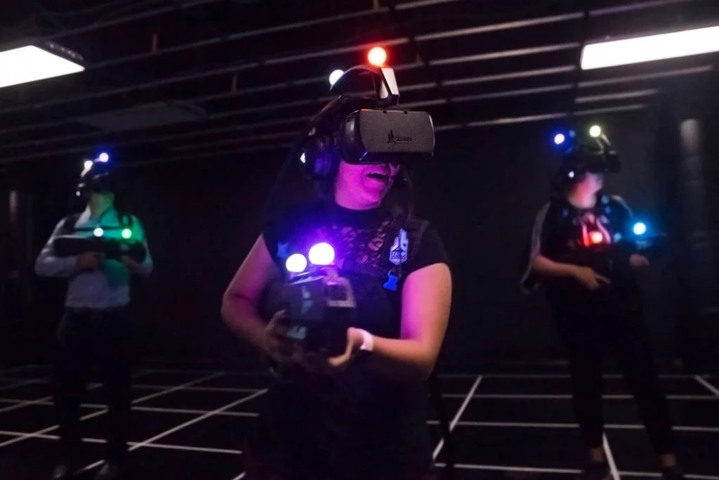 A group of people playing Virtual reality games