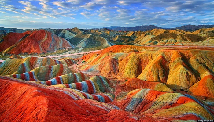 Coloured mountain-like sand dunes in Edinburgh, Scotland