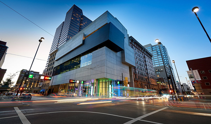 The fine building along the road is Cincinnati Contemporary Arts Center