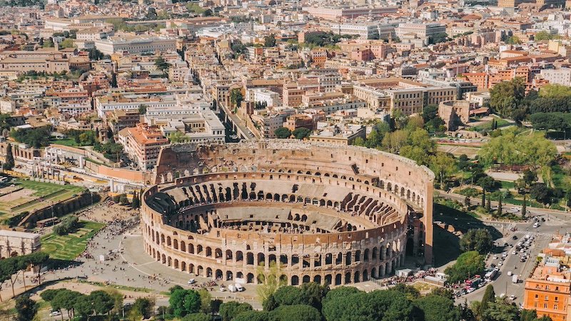 Architecture, Colosseum, Buildings, Trees, Landscape, Cars